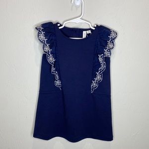 NWT Janie and Jack Navy Dress with eyelet detail